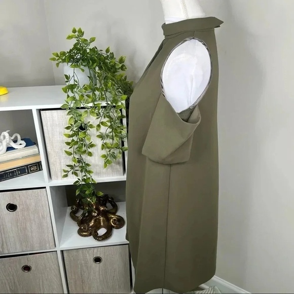 TOPSHOP Dark Green Keyhole Cold Shoulder A Line Dress Size 6 - Picture 6 of 11